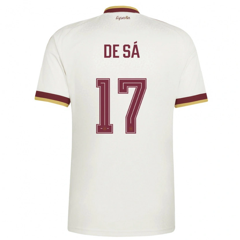 DanxenキッズスペインRubén De Sá#17オフホワイト バーガンディアウェイシャツ26-28ジャージーユニフォーム