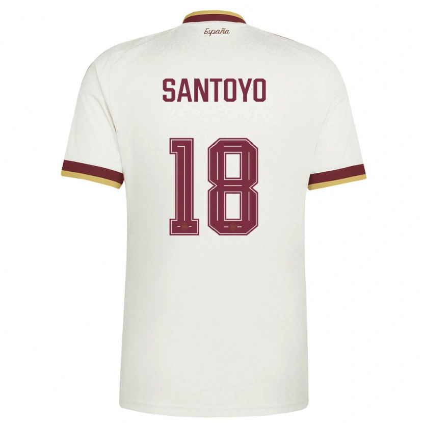DanxenキッズスペインAsier Santoyo#18オフホワイト バーガンディアウェイシャツ26-28ジャージーユニフォーム
