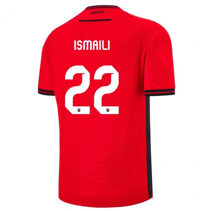 DanxenメンズアルバニアYsni Ismaili#22赤 黒ホームシャツ26-28ジャージーユニフォーム