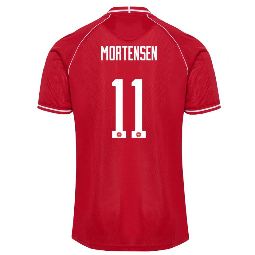 DanxenメンズデンマークJohan Mortensen#11赤 白ホームシャツ26-28ジャージーユニフォーム