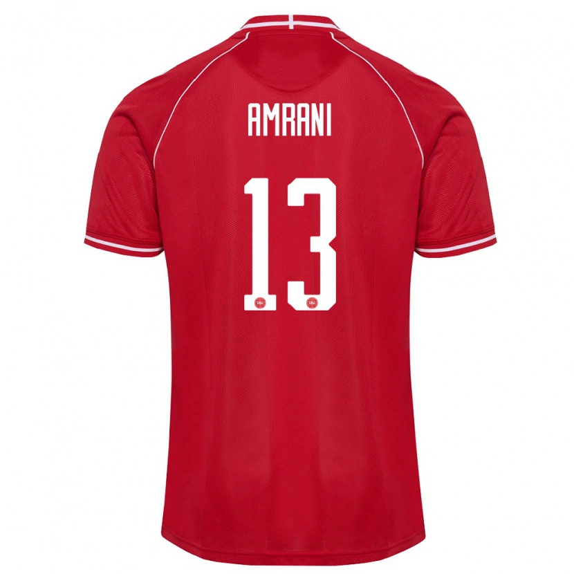 DanxenメンズデンマークAdam Amrani#13赤 白ホームシャツ26-28ジャージーユニフォーム