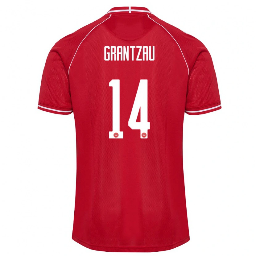 DanxenメンズデンマークZander Grantzau#14赤 白ホームシャツ26-28ジャージーユニフォーム