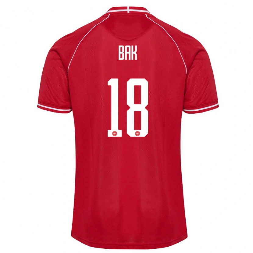 DanxenメンズデンマークMagnus Bak#18赤 白ホームシャツ26-28ジャージーユニフォーム