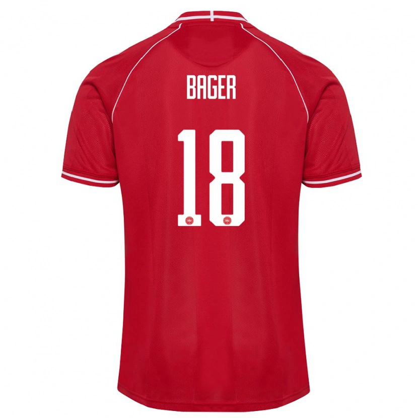 DanxenメンズデンマークSilas Bager#18赤 白ホームシャツ26-28ジャージーユニフォーム