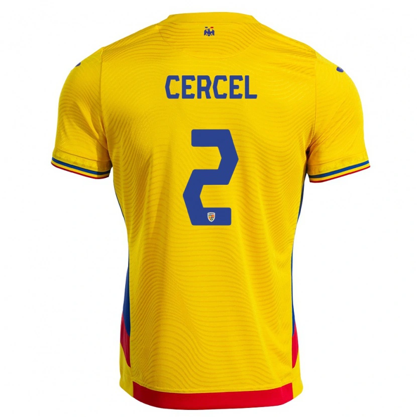 DanxenメンズルーマニアIonuț Cercel#2黄 赤ホームシャツ26-28ジャージーユニフォーム