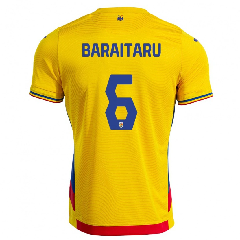 DanxenメンズルーマニアMario Bărăitaru#6黄 赤ホームシャツ26-28ジャージーユニフォーム