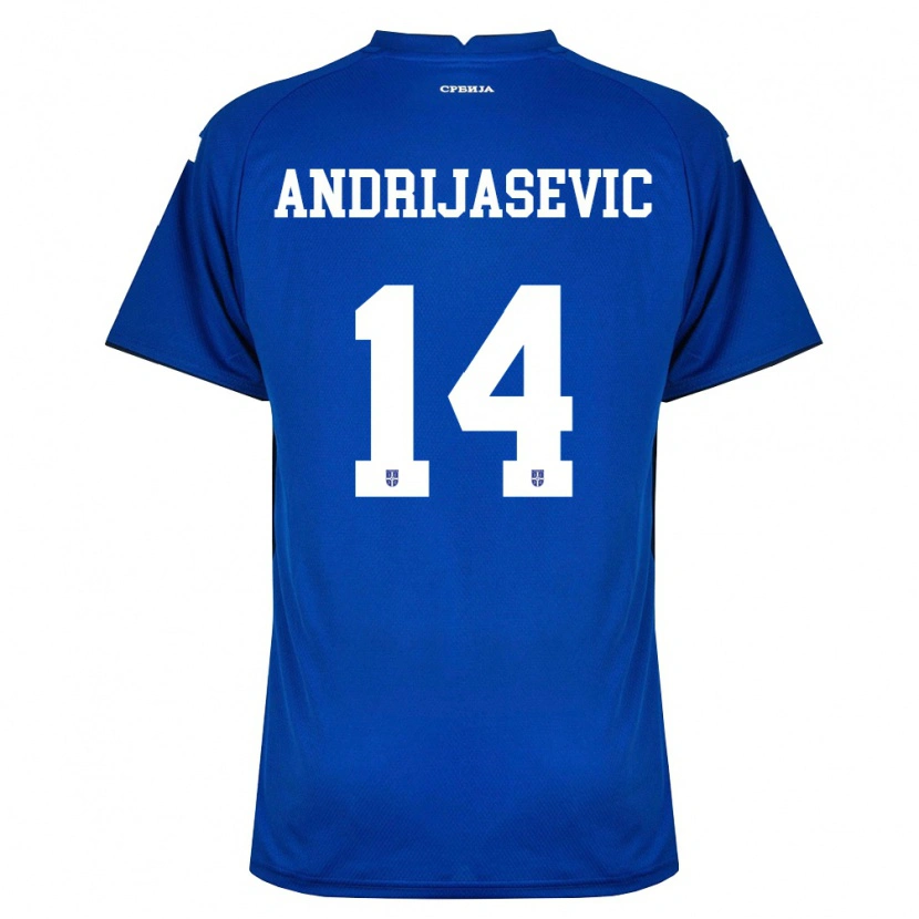 DanxenメンズセルビアLuka Andrijasevic#14紺 赤ホームシャツ26-28ジャージーユニフォーム