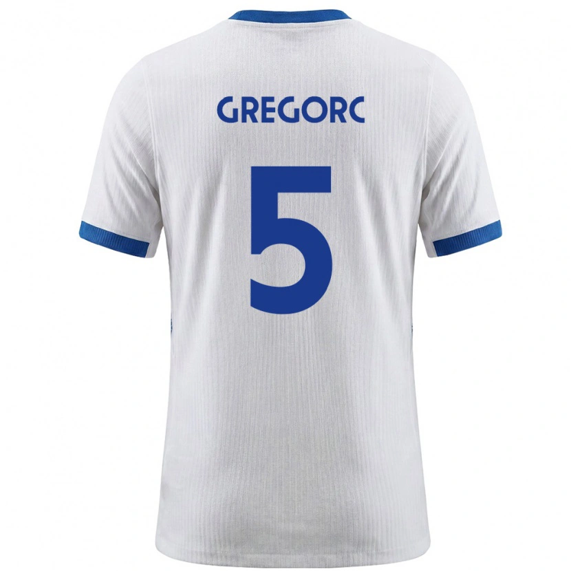 DanxenメンズスロベニアMatija Gregorc#5白 青ホームシャツ26-28ジャージーユニフォーム