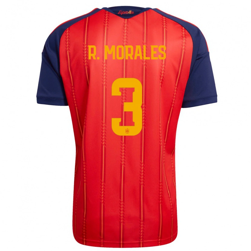 DanxenメンズスペインRubén Muñoz De Morales#3赤 紺 黄ホームシャツ26-28ジャージーユニフォーム