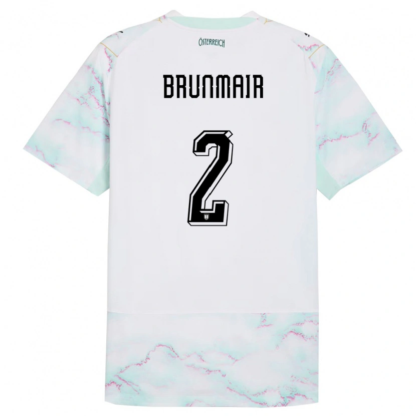 DanxenメンズオーストリアLivia Brunmair#2白 緑 金アウェイシャツ26-28ジャージーユニフォーム