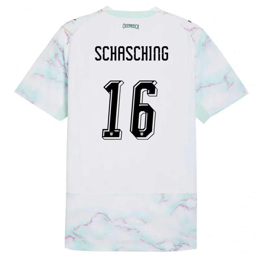 DanxenメンズオーストリアAnnabel Schasching#16白 緑 金アウェイシャツ26-28ジャージーユニフォーム