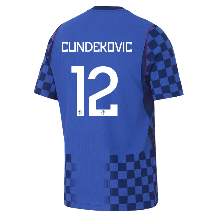 DanxenメンズクロアチアJosip Cundekovic#12青 紺 赤アウェイシャツ26-28ジャージーユニフォーム