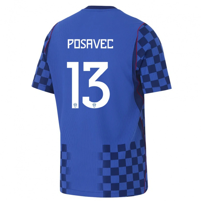 DanxenメンズクロアチアLuka Posavec#13青 紺 赤アウェイシャツ26-28ジャージーユニフォーム