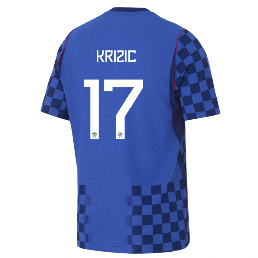 DanxenメンズクロアチアIvan Krizic#17青 紺 赤アウェイシャツ26-28ジャージーユニフォーム