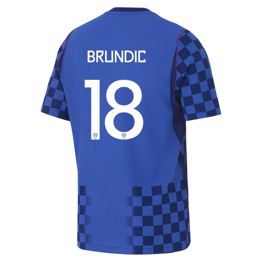 DanxenメンズクロアチアJosip Brundic#18青 紺 赤アウェイシャツ26-28ジャージーユニフォーム