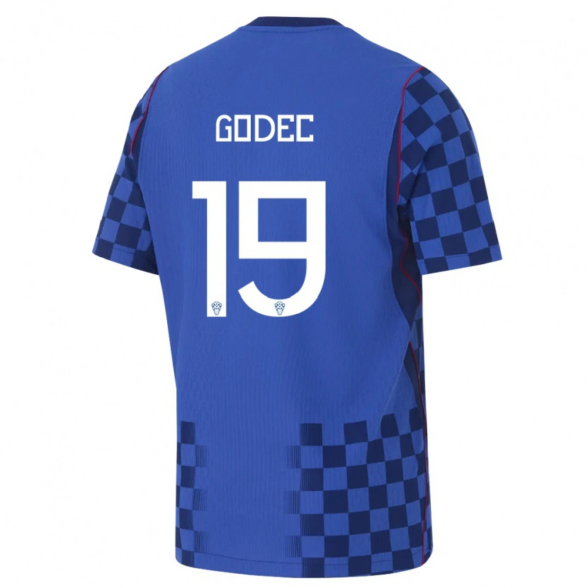 DanxenメンズクロアチアNoa Godec#19青 紺 赤アウェイシャツ26-28ジャージーユニフォーム