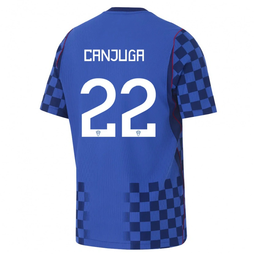 DanxenメンズクロアチアIvan Canjuga#22青 紺 赤アウェイシャツ26-28ジャージーユニフォーム