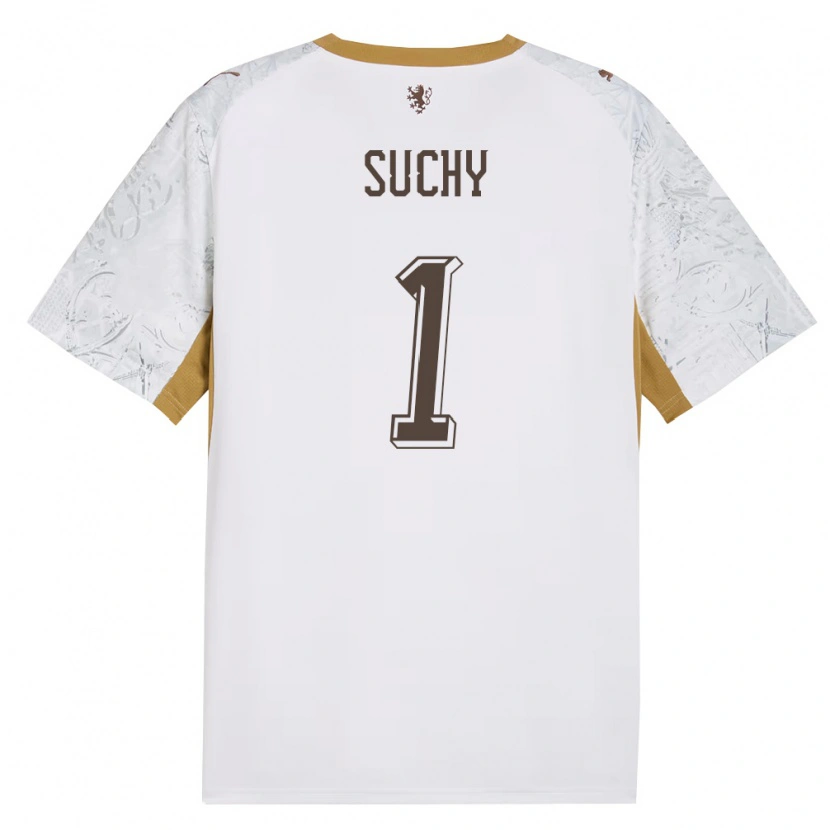 DanxenメンズチェコOndrej Suchy#1オフホワイト 金 灰アウェイシャツ26-28ジャージーユニフォーム