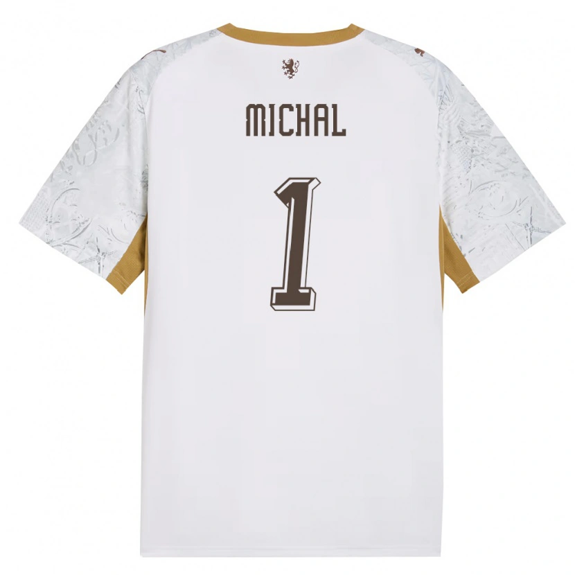 DanxenメンズチェコDenis Michal#1オフホワイト 金 灰アウェイシャツ26-28ジャージーユニフォーム