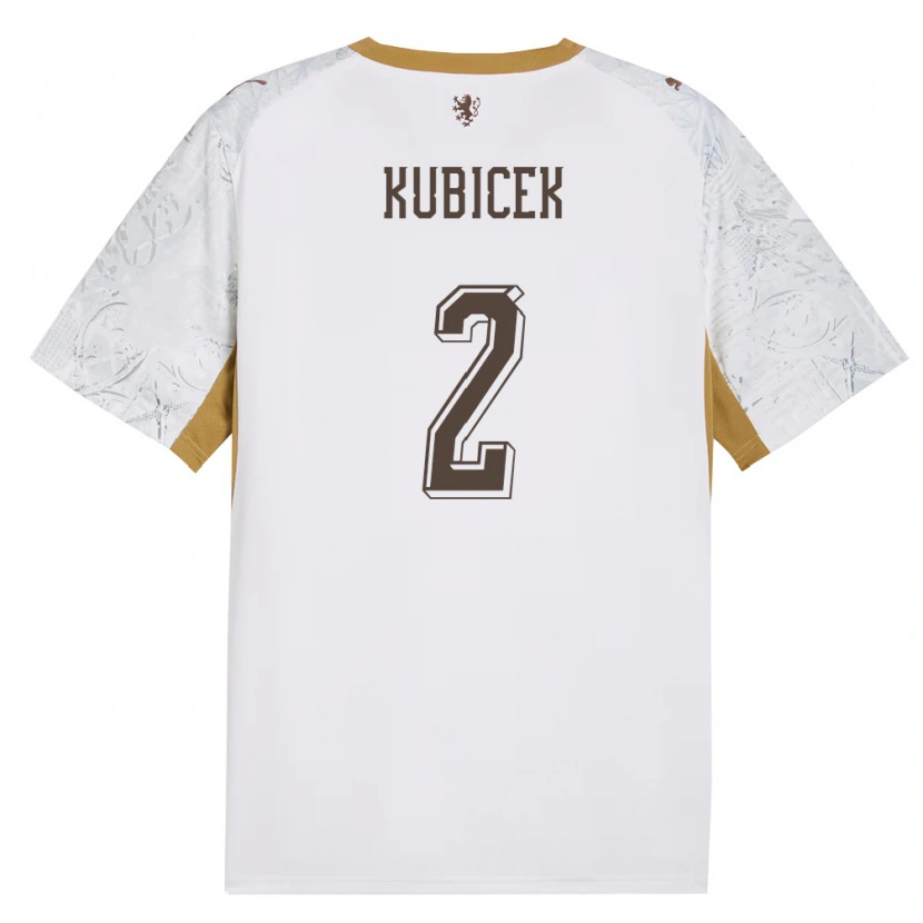 DanxenメンズチェコOndrej Kubicek#2オフホワイト 金 灰アウェイシャツ26-28ジャージーユニフォーム