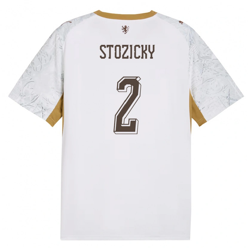 DanxenメンズチェコDavid Stozicky#2オフホワイト 金 灰アウェイシャツ26-28ジャージーユニフォーム