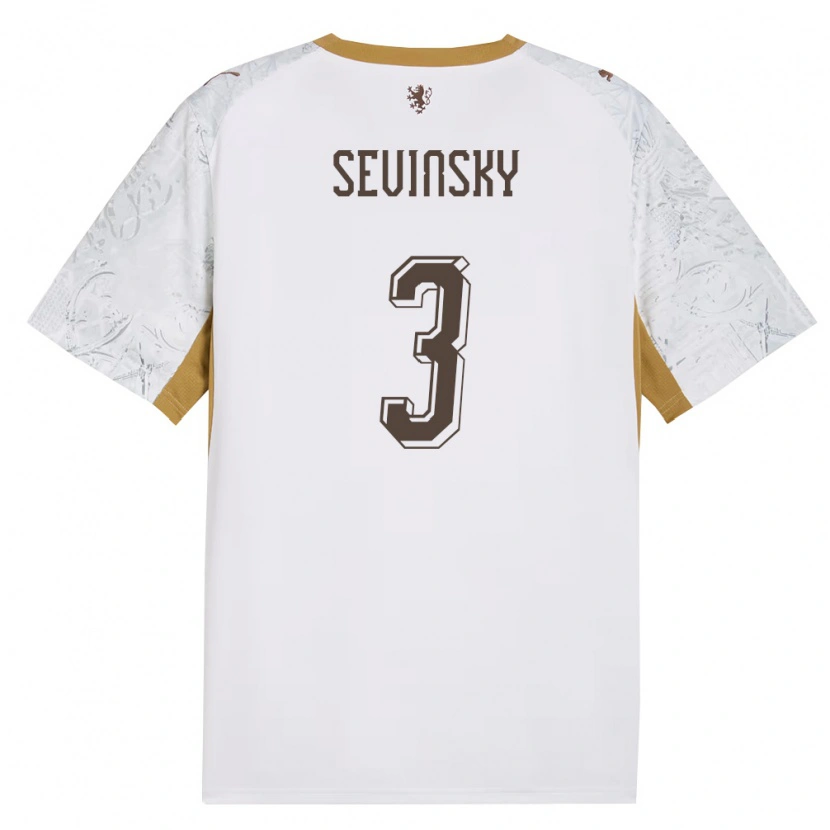 DanxenメンズチェコAdam Sevinsky#3オフホワイト 金 灰アウェイシャツ26-28ジャージーユニフォーム