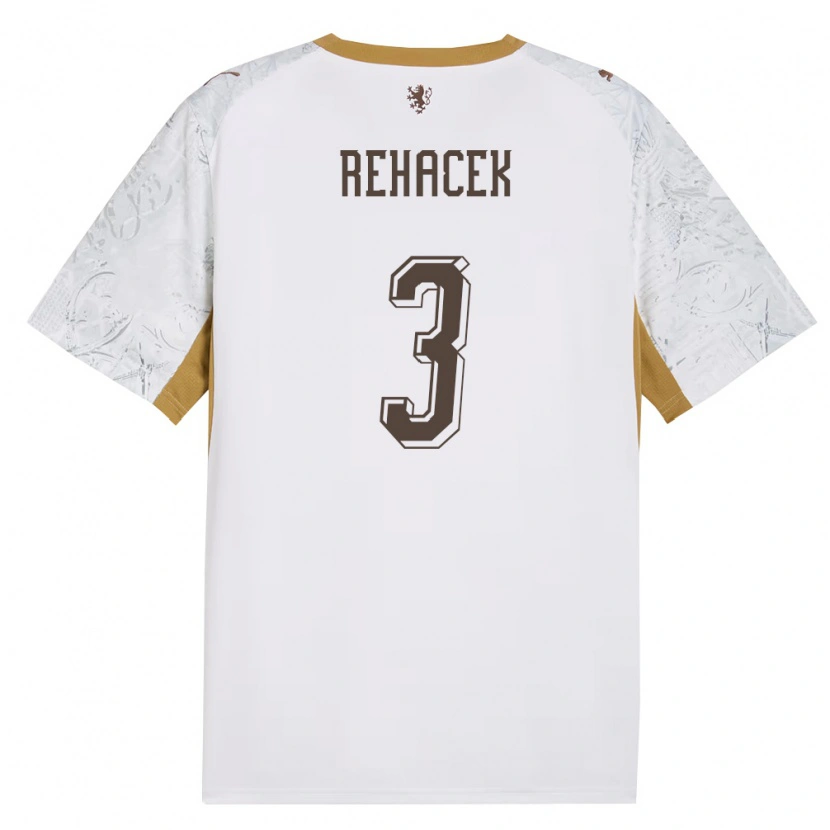 DanxenメンズチェコDavid Rehacek#3オフホワイト 金 灰アウェイシャツ26-28ジャージーユニフォーム