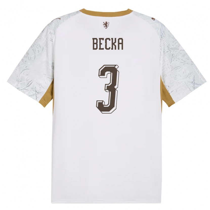 DanxenメンズチェコPatrik Becka#3オフホワイト 金 灰アウェイシャツ26-28ジャージーユニフォーム