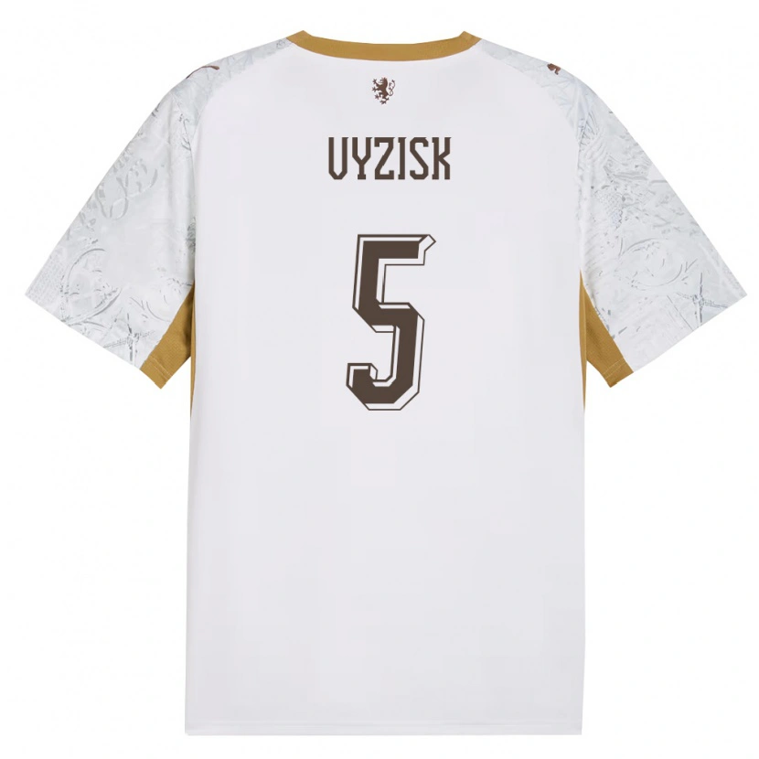 DanxenメンズチェコMatyas Vyzisk#5オフホワイト 金 灰アウェイシャツ26-28ジャージーユニフォーム