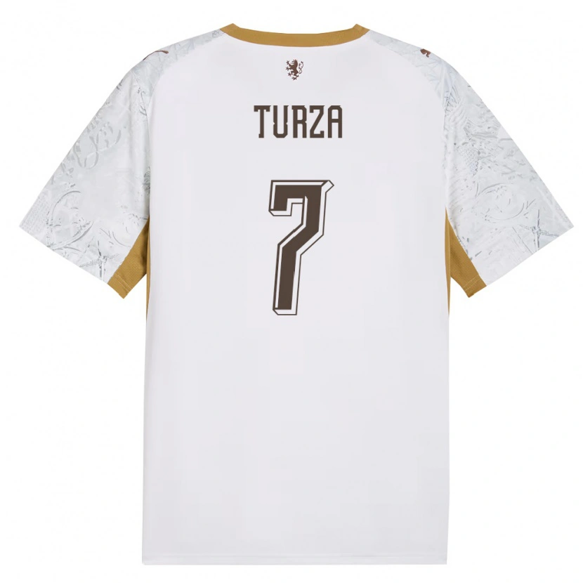 DanxenメンズチェコPatrik Turza#7オフホワイト 金 灰アウェイシャツ26-28ジャージーユニフォーム