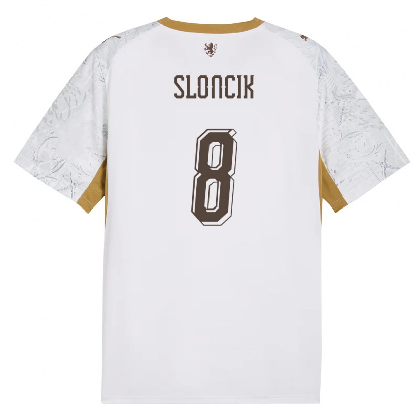 DanxenメンズチェコSimon Sloncik#8オフホワイト 金 灰アウェイシャツ26-28ジャージーユニフォーム