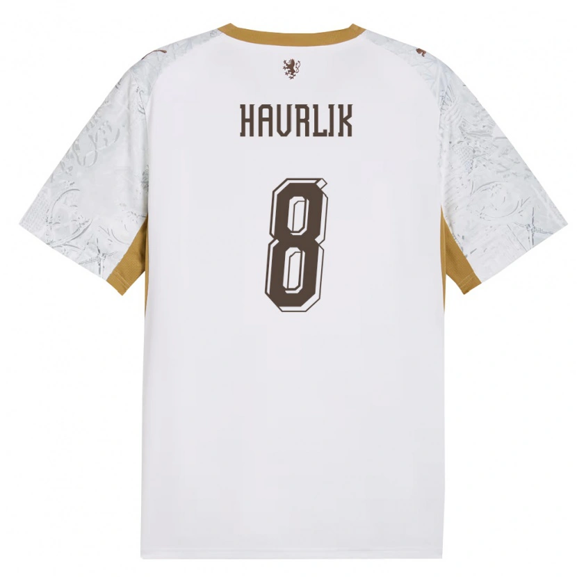 DanxenメンズチェコLukas Havrlik#8オフホワイト 金 灰アウェイシャツ26-28ジャージーユニフォーム
