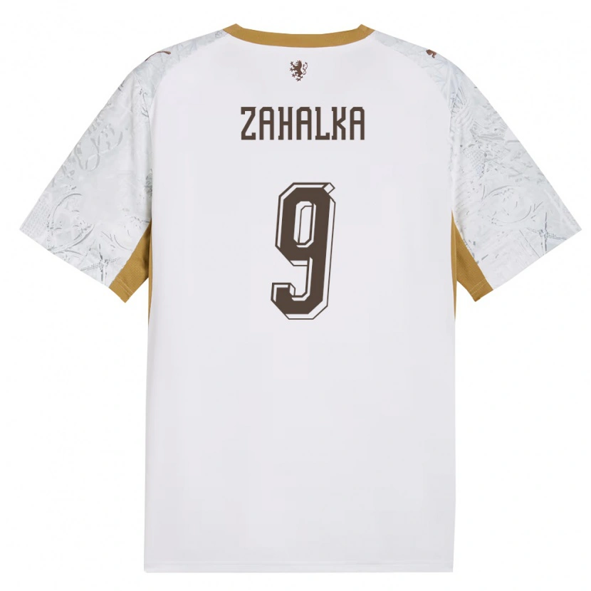 DanxenメンズチェコFilip Zahalka#9オフホワイト 金 灰アウェイシャツ26-28ジャージーユニフォーム
