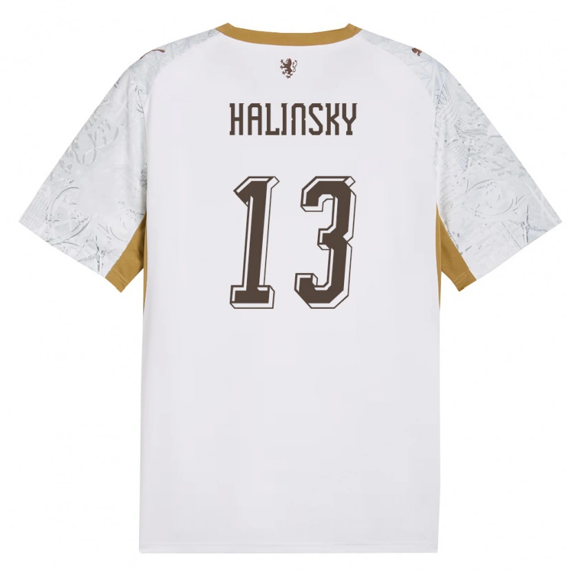 DanxenメンズチェコDenis Halinsky#13オフホワイト 金 灰アウェイシャツ26-28ジャージーユニフォーム