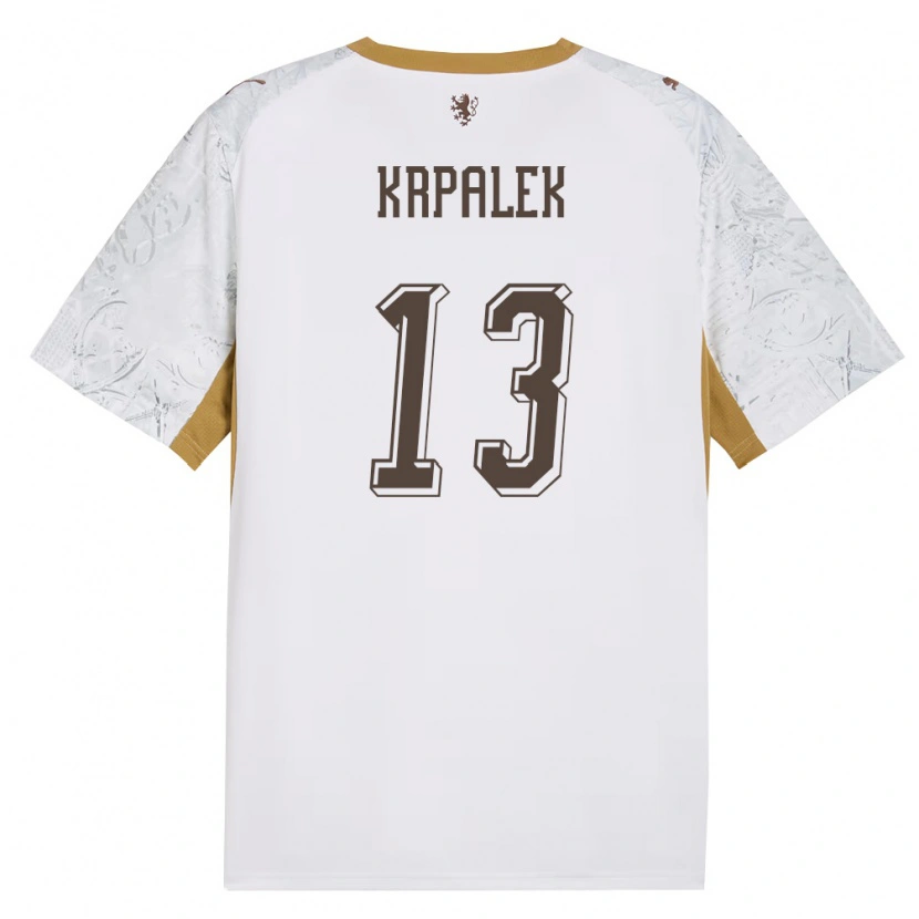 DanxenメンズチェコDennis Krpalek#13オフホワイト 金 灰アウェイシャツ26-28ジャージーユニフォーム