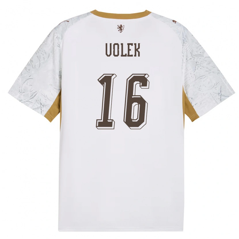 DanxenメンズチェコJan Volek#16オフホワイト 金 灰アウェイシャツ26-28ジャージーユニフォーム