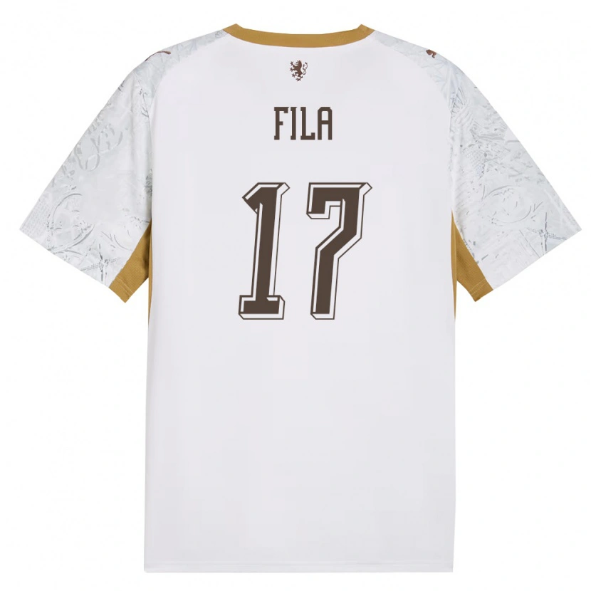 DanxenメンズチェコLukas Fila#17オフホワイト 金 灰アウェイシャツ26-28ジャージーユニフォーム