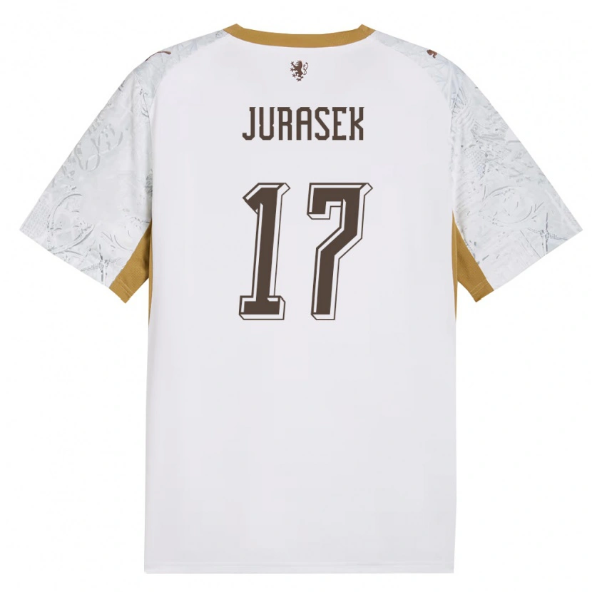 DanxenメンズチェコPatrik Jurasek#17オフホワイト 金 灰アウェイシャツ26-28ジャージーユニフォーム