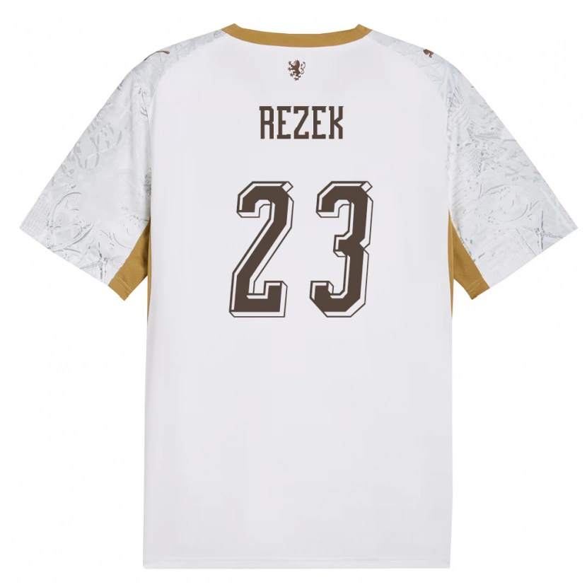 DanxenメンズチェコAdam Rezek#23オフホワイト 金 灰アウェイシャツ26-28ジャージーユニフォーム