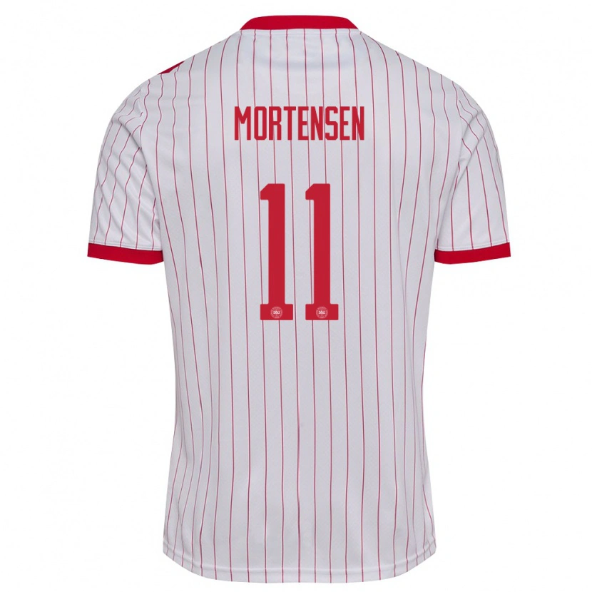 DanxenメンズデンマークJohan Mortensen#11白 赤アウェイシャツ26-28ジャージーユニフォーム