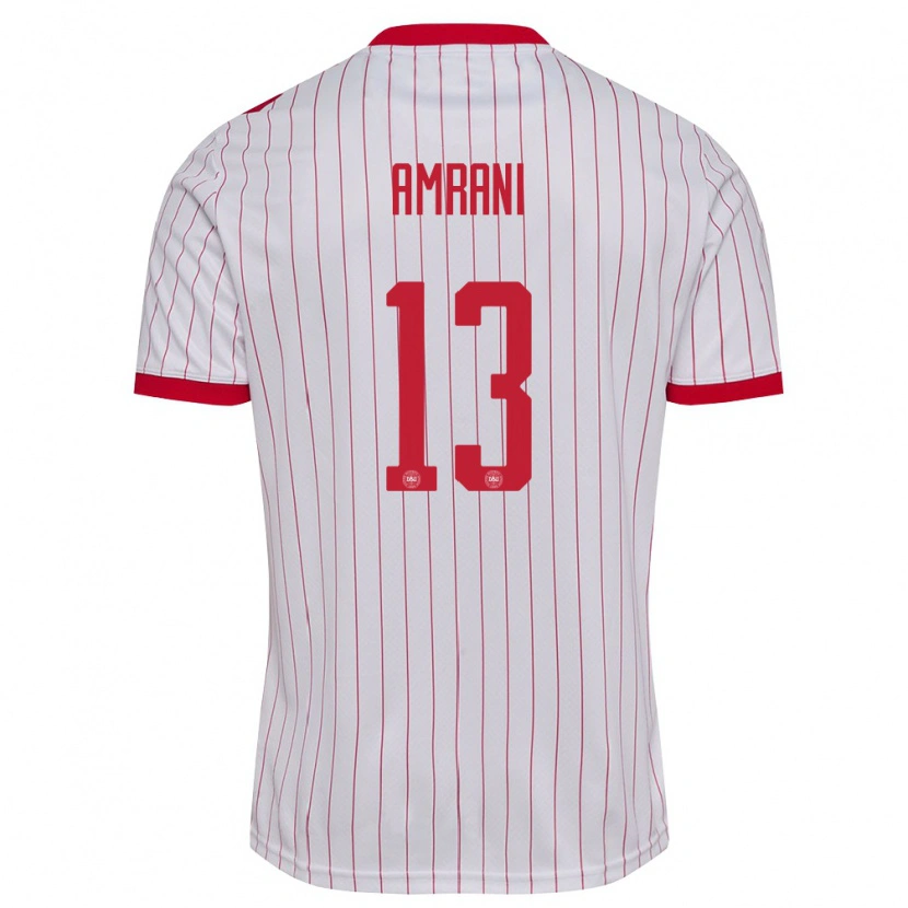 DanxenメンズデンマークAdam Amrani#13白 赤アウェイシャツ26-28ジャージーユニフォーム