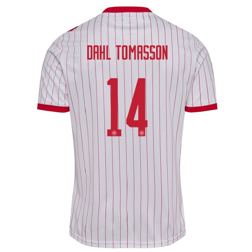 DanxenメンズデンマークLuca Dahl Tomasson#14白 赤アウェイシャツ26-28ジャージーユニフォーム
