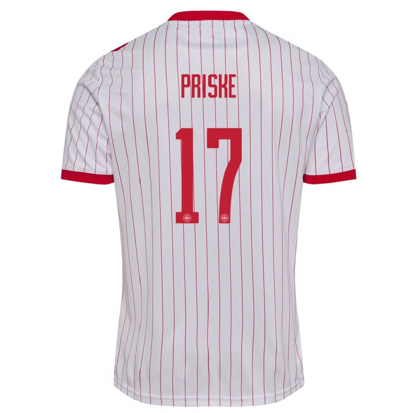 DanxenメンズデンマークAugust Priske#17白 赤アウェイシャツ26-28ジャージーユニフォーム