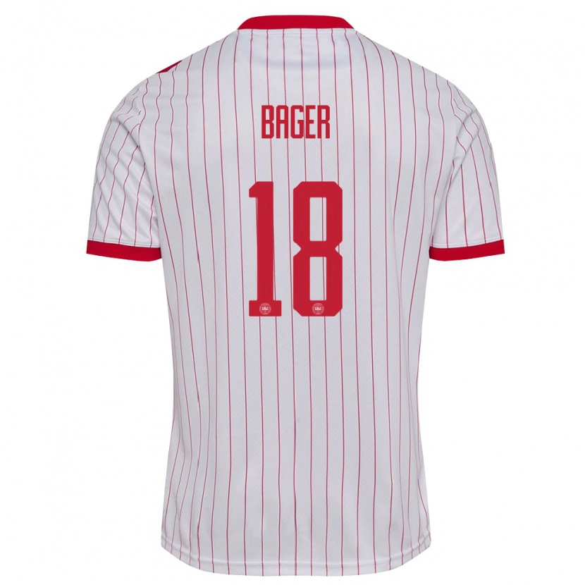 DanxenメンズデンマークSilas Bager#18白 赤アウェイシャツ26-28ジャージーユニフォーム
