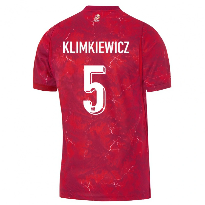 DanxenメンズポーランドAleksander Klimkiewicz#5赤 白アウェイシャツ26-28ジャージーユニフォーム