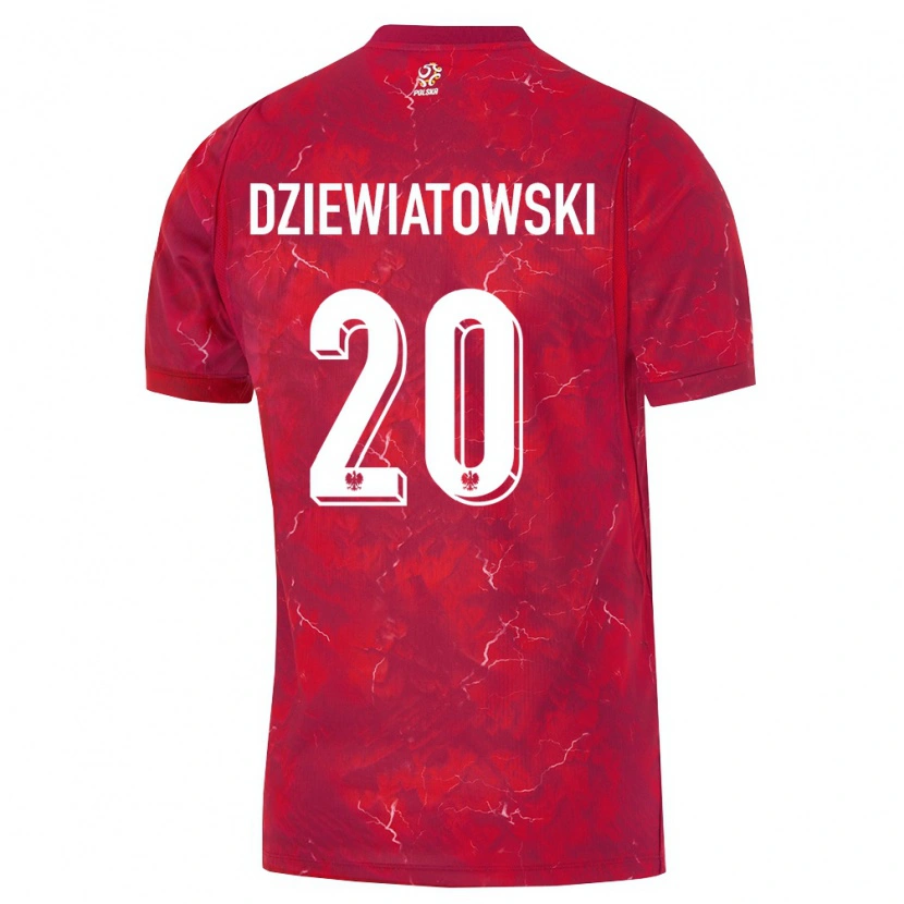 DanxenメンズポーランドMateusz Dziewiatowski#20赤 白アウェイシャツ26-28ジャージーユニフォーム