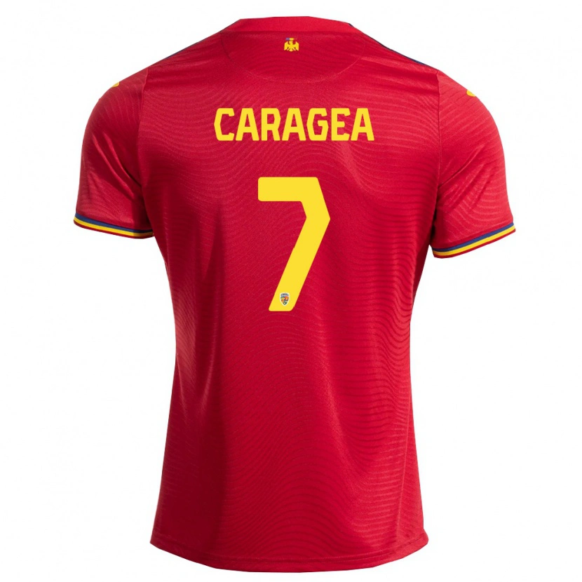 DanxenメンズルーマニアAdrian Caragea#7赤 紺 黄アウェイシャツ26-28ジャージーユニフォーム