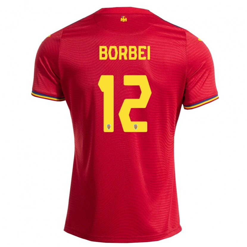 DanxenメンズルーマニアAlexandru Borbei#12赤 紺 黄アウェイシャツ26-28ジャージーユニフォーム