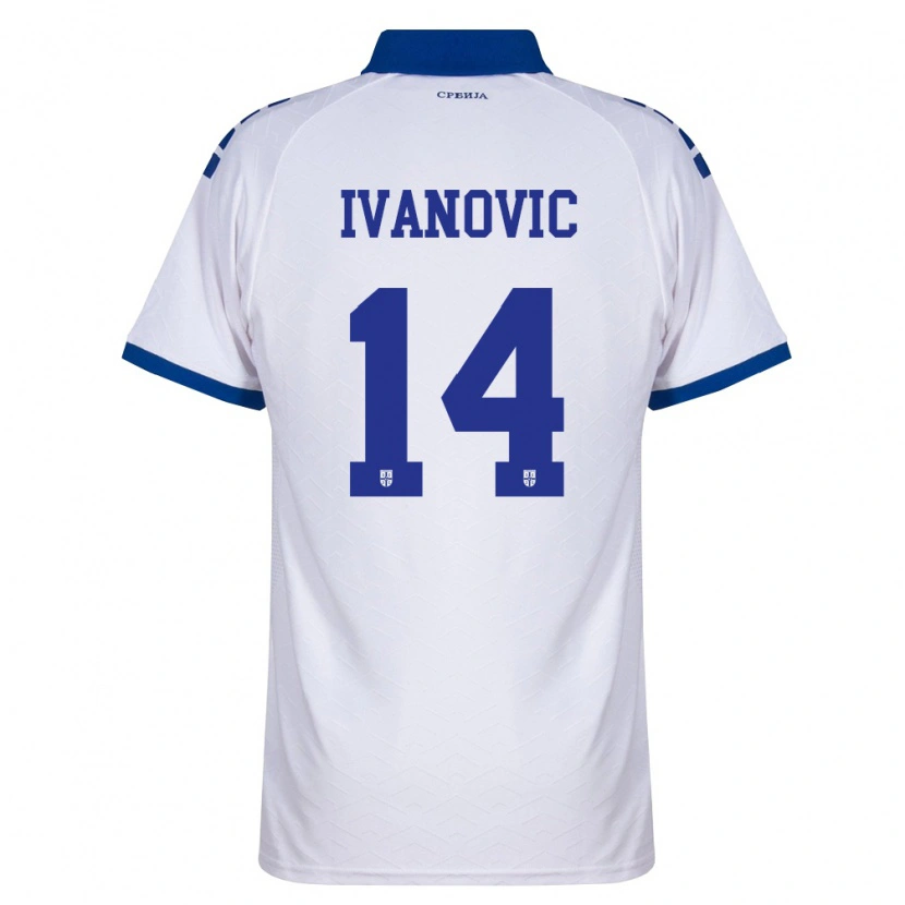 DanxenメンズセルビアLeon Ivanovic#14紺 白 赤アウェイシャツ26-28ジャージーユニフォーム