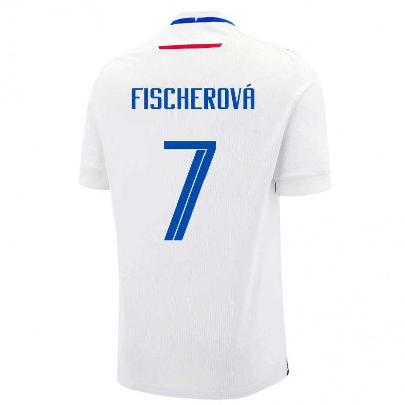 DanxenメンズスロバキアPatrícia Fischerová#7白 青アウェイシャツ26-28ジャージーユニフォーム